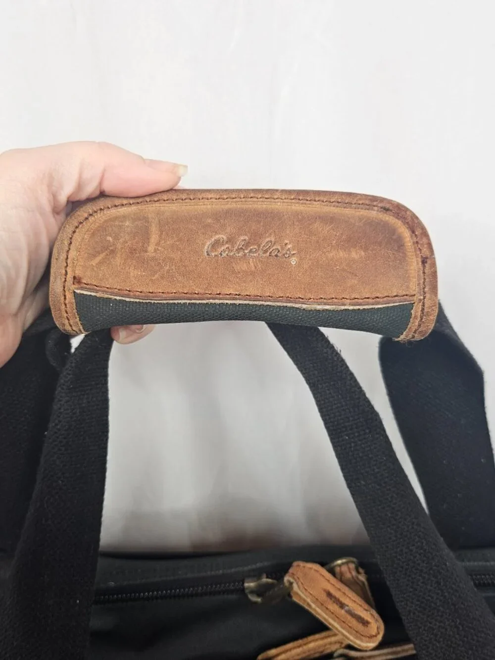 Cabela's | Canvas Leather Messenger Laptop Travel Bag | Black